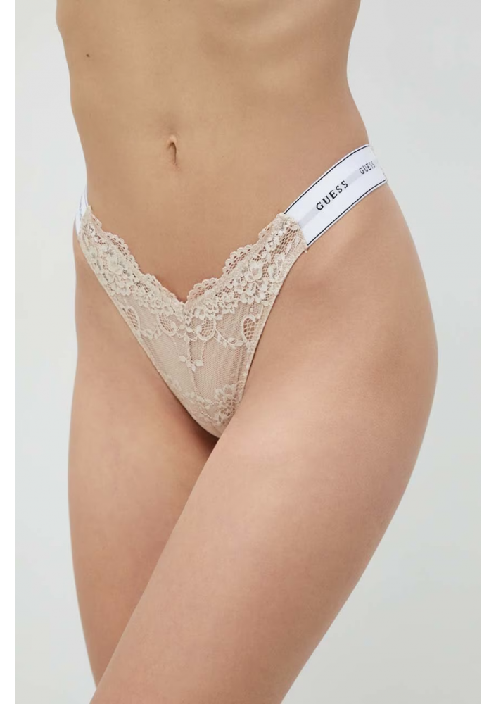 Guess stringi BELLE kolor beżowy z koronki O3RE08 KBBT0