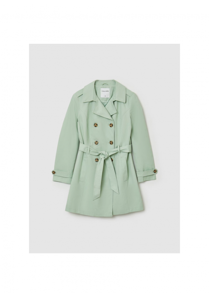 CALLIOPE Prosty trencz Szałwiowy