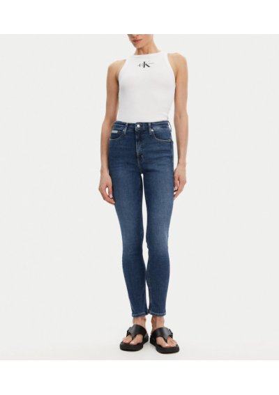 Calvin Klein Jeans Top Monologo J20J225301 Biały Slim Fit