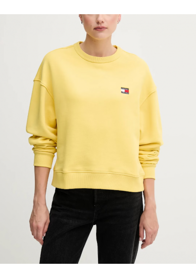Tommy Jeans bluza bawełniana damska kolor żółty gładka DW0DW19408