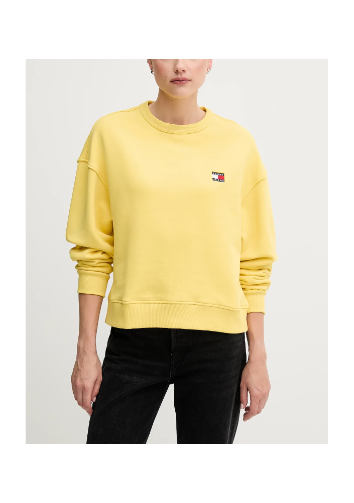 Tommy Jeans bluza bawełniana damska kolor żółty gładka DW0DW19408