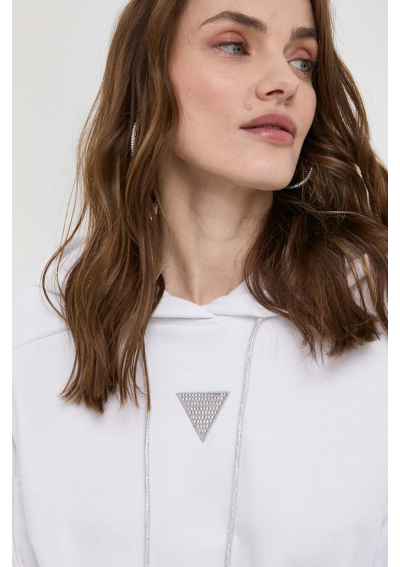 Guess bluza damska kolor biały z kapturem gładka W4GQ12 KBK32