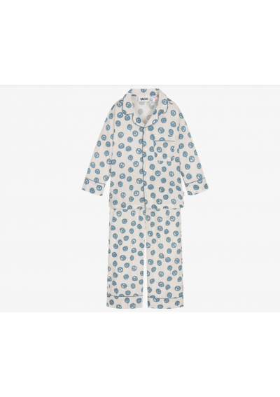 Molo Piżama z bawełny organicznej w kolorze kości słoniowej i niebieskiej