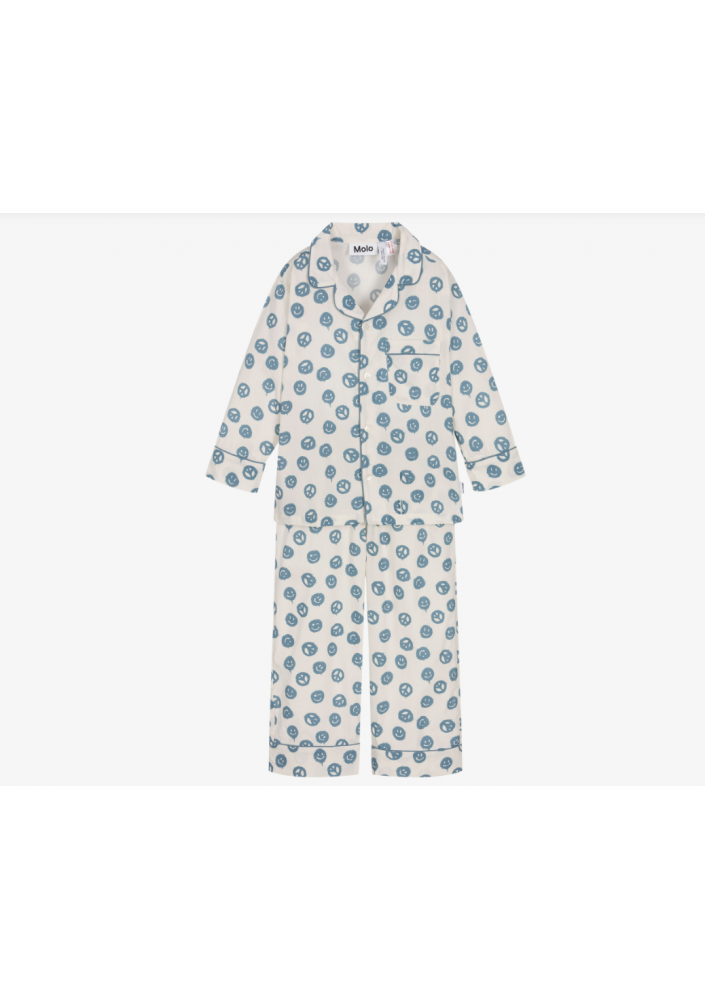 Molo Piżama z bawełny organicznej w kolorze kości słoniowej i niebieskiej