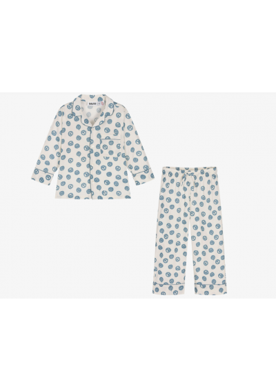 Molo Piżama z bawełny organicznej w kolorze kości słoniowej i niebieskiej