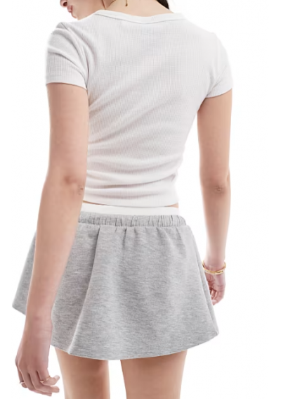 Bershka – Spódnica mini skater w szarym melanżowym kolorze z podwójną talią