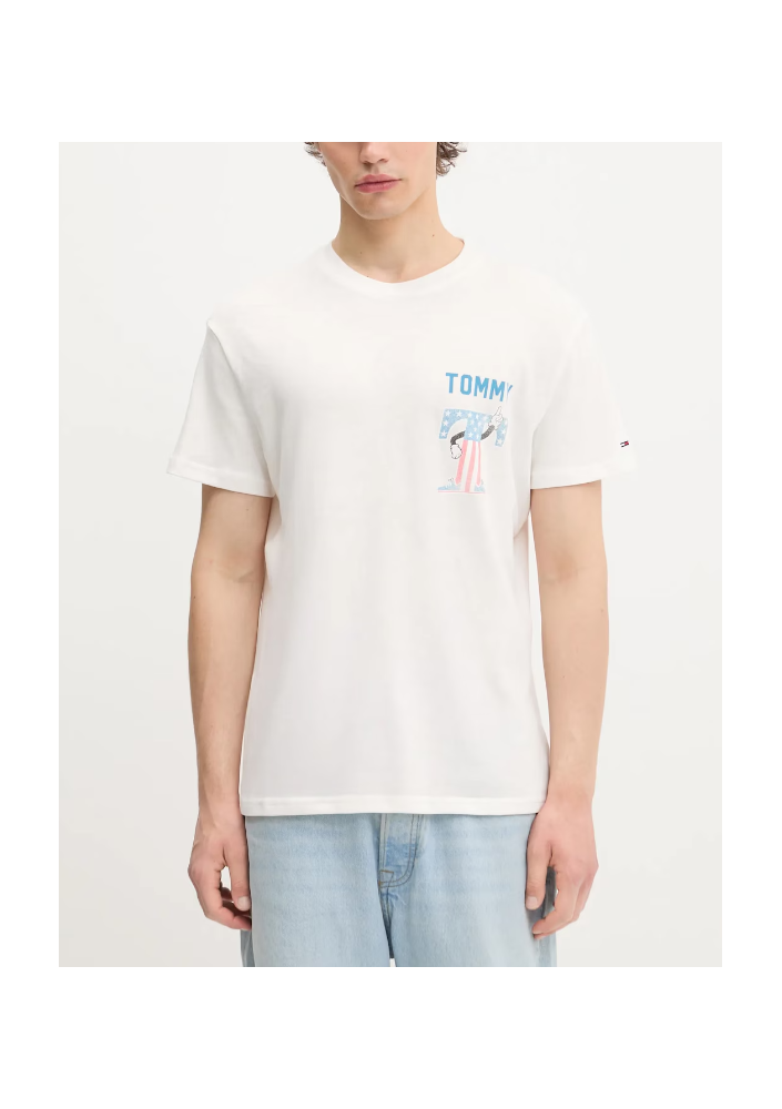 Tommy Jeans t-shirt bawełniany męski kolor biały wzorzysty DM0DM21914