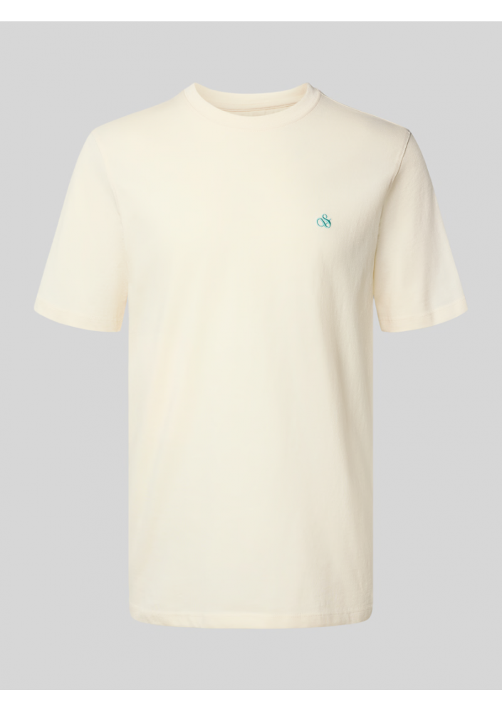 Scotch & Soda T-shirt z wyhaftowanym logo - złamany biały