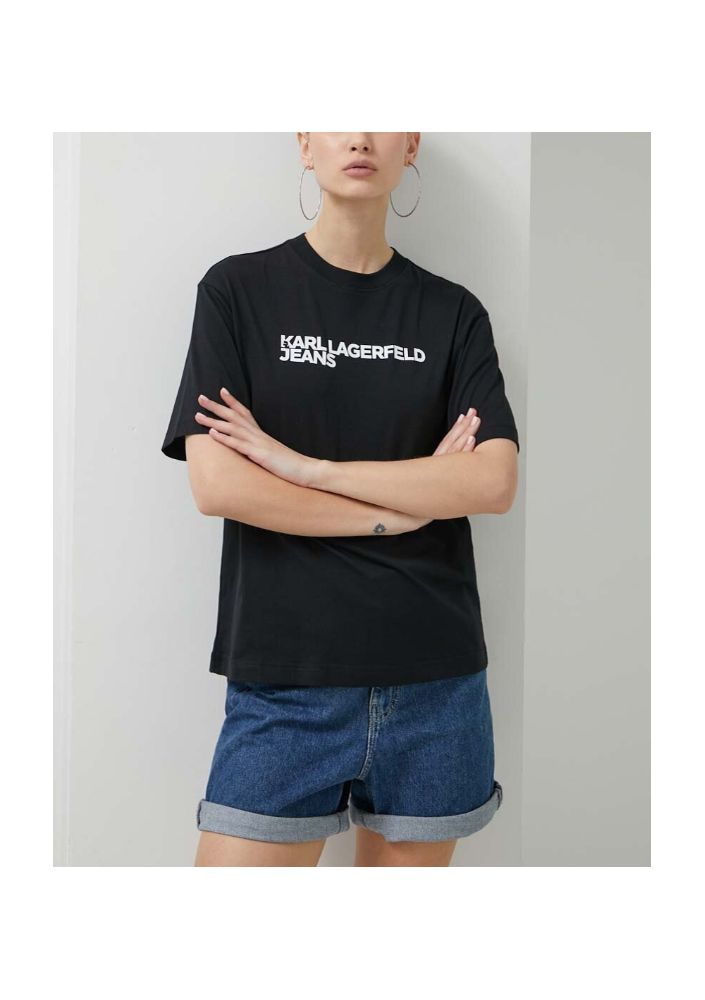 Karl Lagerfeld Jeans t-shirt bawełniany damski kolor czarny