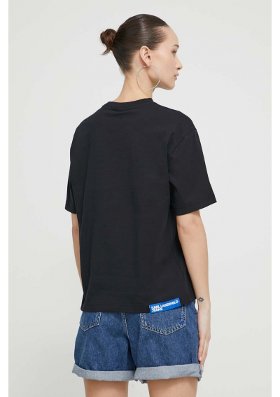 Karl Lagerfeld Jeans t-shirt bawełniany damski kolor czarny