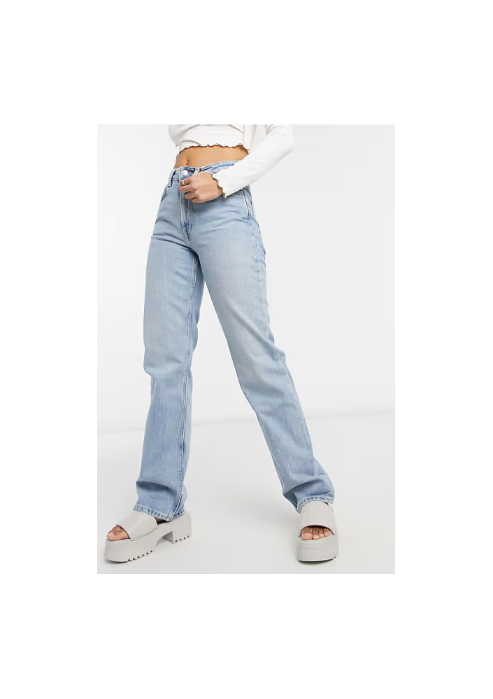 Weekday – Voyage – Niebieskie bawełniane jeansy z prostymi nogawkami – MBLUE