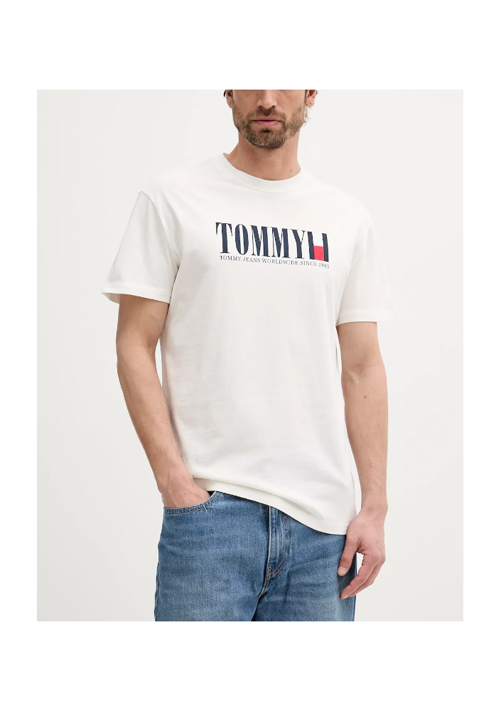 Tommy Jeans t-shirt bawełniany męski kolor biały z nadrukiem DM0DM21941