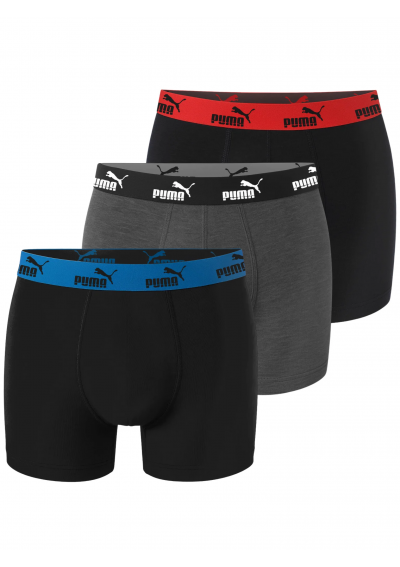 Puma Bokserki Męskie Black/Anthra Bawełna 3 Pak