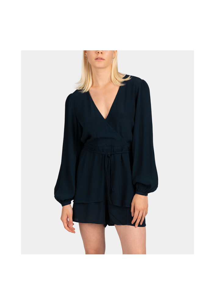 Pepe Jeans Granatowy kombinezon EVELYN z wycięciem na plecach