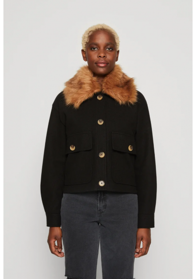 ONLY EMMA - Kurtka wiosenna - czarna odpinany kołnierz