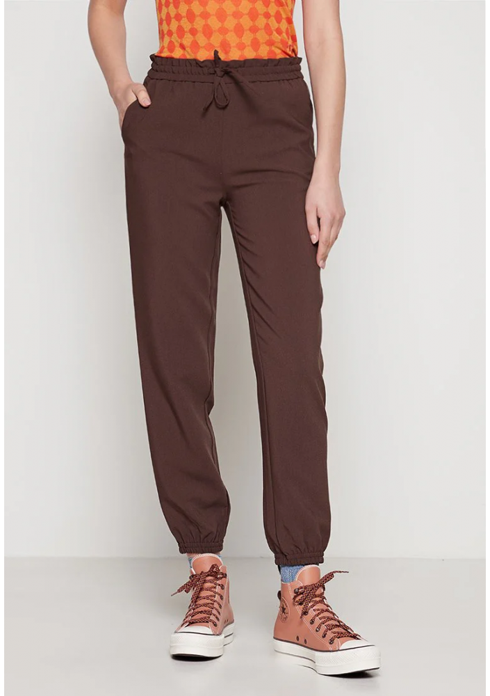 ONLY Damskie spodnie materiałowe brązowe