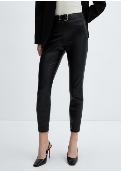 MANGO Legginsy ze sztucznej skóry z rozcięciami