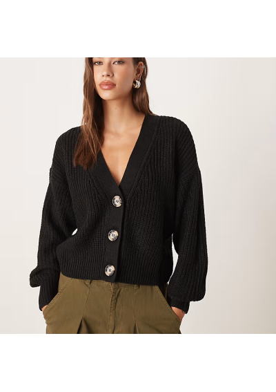 JDY – Czarny luźny kardigan z długimi rękawami