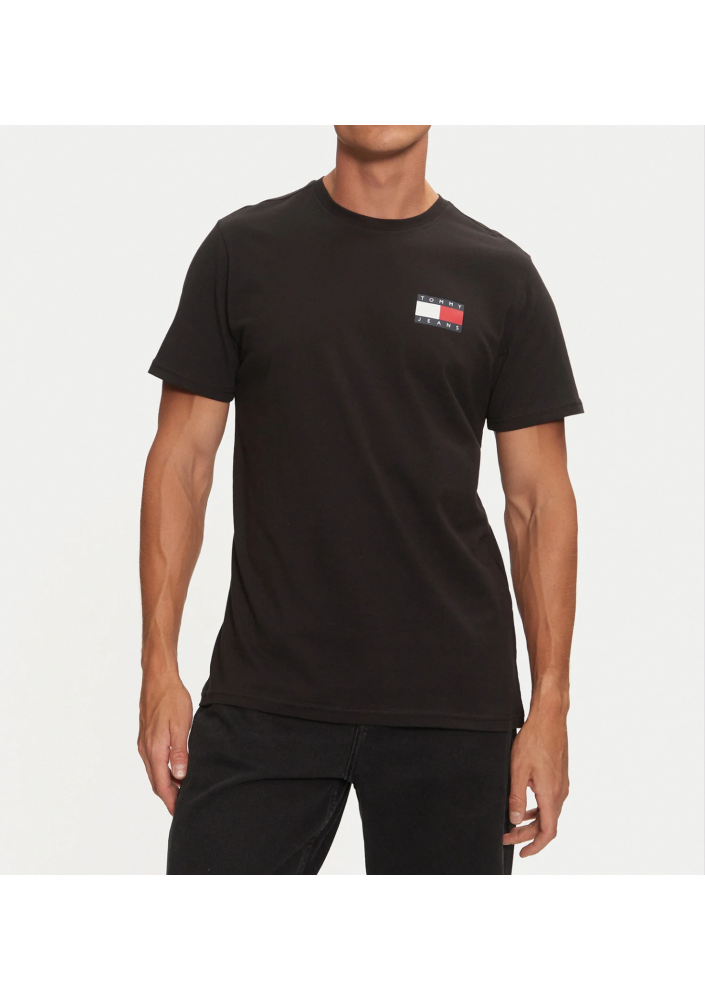 Tommy Jeans T-Shirt Essential Flag DM0DM20740 Czarny Slim Fit
