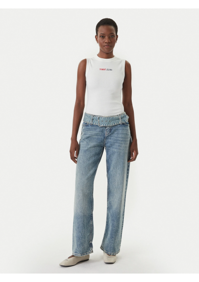 Tommy Jeans Top DW0DW22577 Biały Slim Fit