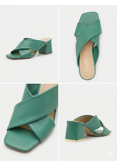 Minelli – Klapki na obcasie – green