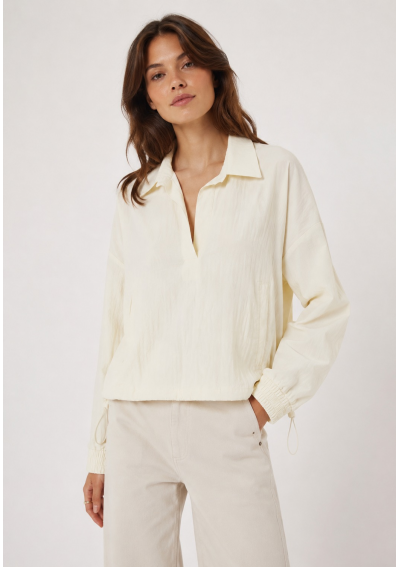 Mango – Jasnożółta bluza o krótkim fasonie z elastyczną talią