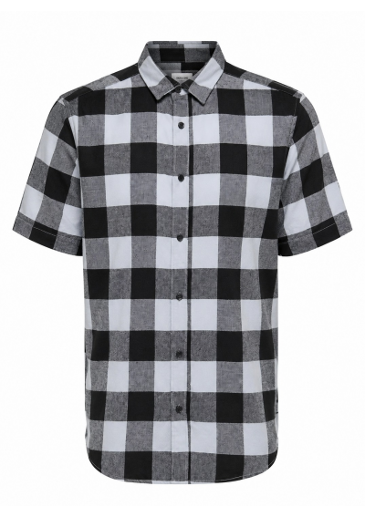 Only &amp; Sons Koszula męska w kratę – 100% bawełna, krótki rękaw