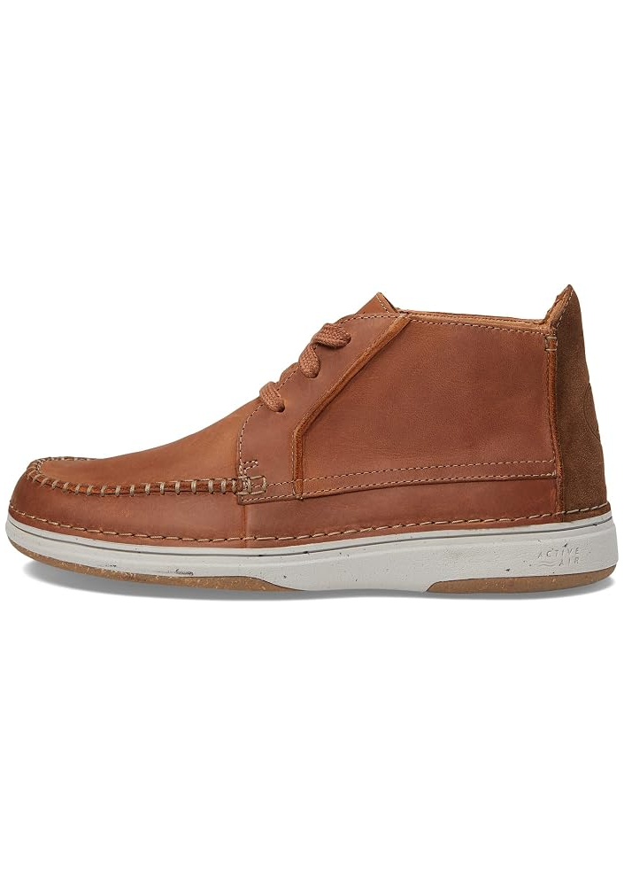 Clarks Męskie skórzane buty casual typu chukka z przeszyciem mokasynowym – brązowe