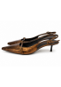 ZARA Czółenka damskie slingback na obcasie – metaliczny brąz