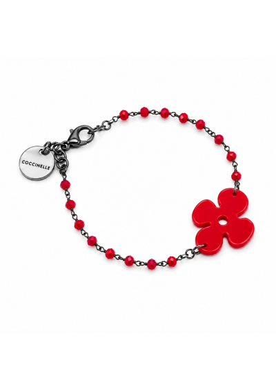 Coccinelle Bransoletka z czerwonym kwiatem – 18 cm