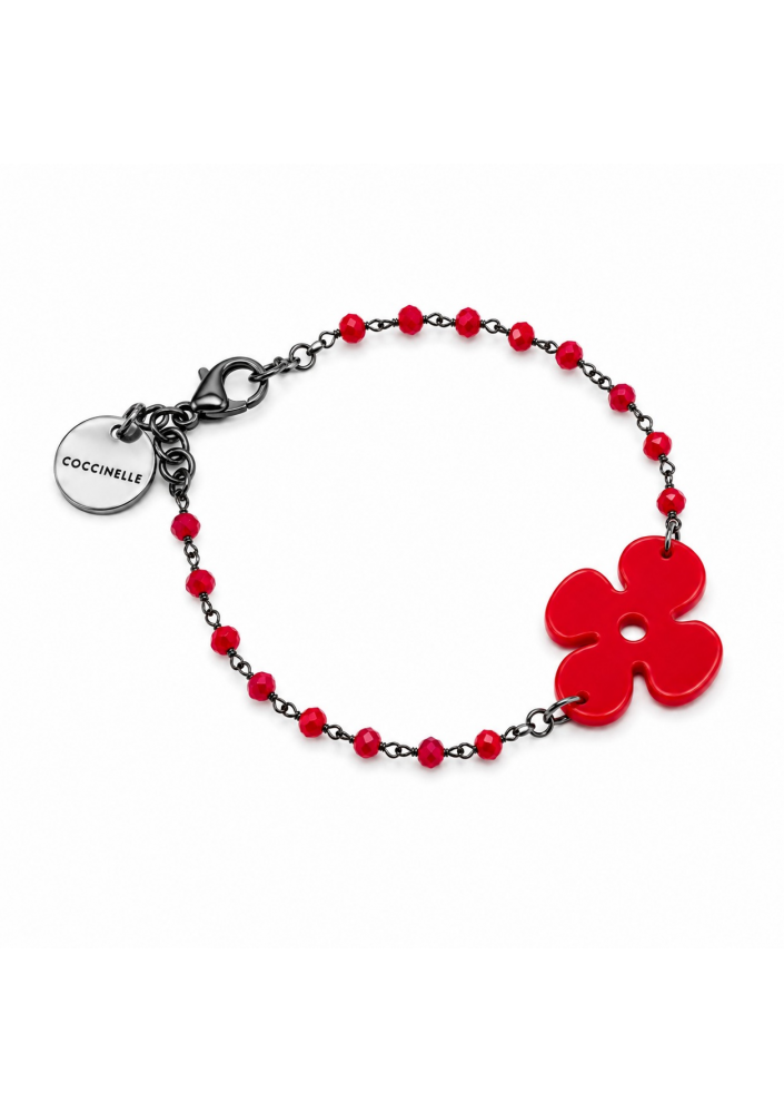 Coccinelle Bransoletka z czerwonym kwiatem – 18 cm