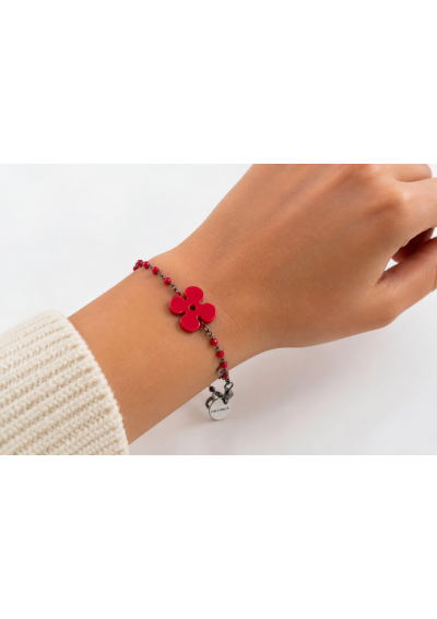 Coccinelle Bransoletka z czerwonym kwiatem – 18 cm
