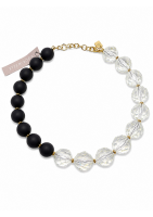 Coccinelle Naszyjnik – grafitowe koraliki i kryształowe kule