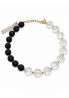 Coccinelle Naszyjnik – grafitowe koraliki i kryształowe kule