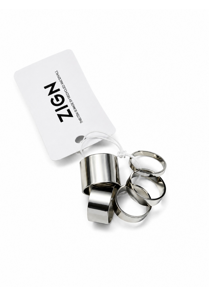 ZIGN – zestaw 5 damskich pierścionków, 100% recycled brass