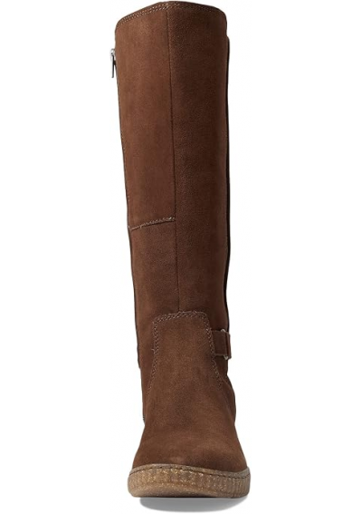 Clarks Czekoladowe Kozaki Zamszowe z Elastyczną Wstawką