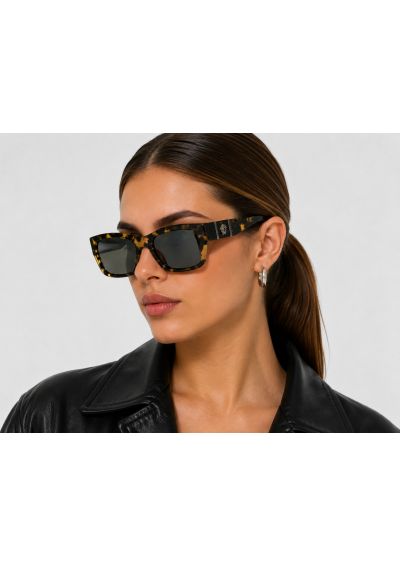Versace Stylowe Okulary Przeciwsłoneczne – Żółta Panterka / Havanna