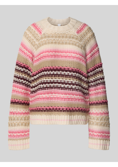 YAS Sweter z dzianiny o kroju relaxed fit z dodatkiem wełny model „BIBI” - mocnoróżowy
