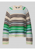YAS Sweter z dzianiny o kroju relaxed fit z dodatkiem wełny model „BIBI” - zielony