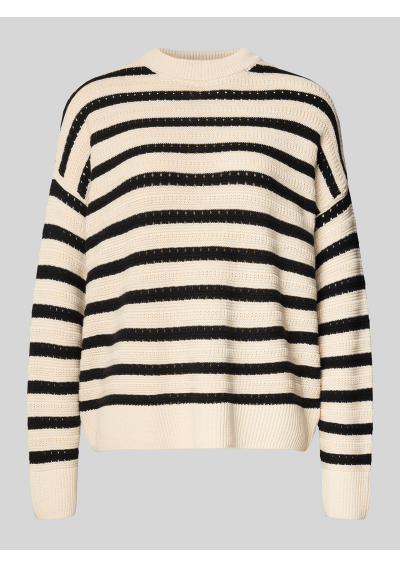 VERO MODA Sweter z dzianiny o kroju comfort fit z czystej bawełny model ‘CALLA’ - złamany biały