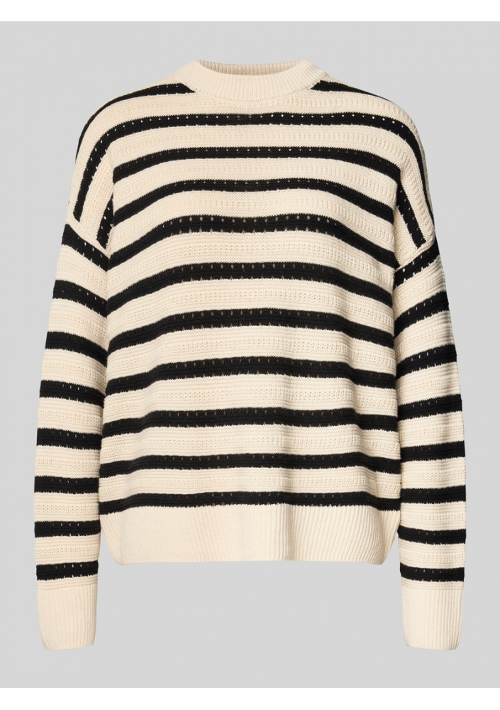 VERO MODA Sweter z dzianiny o kroju comfort fit z czystej bawełny model ‘CALLA’ - złamany biały
