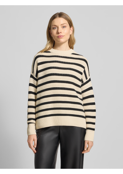 VERO MODA Sweter z dzianiny o kroju comfort fit z czystej bawełny model ‘CALLA’ - złamany biały