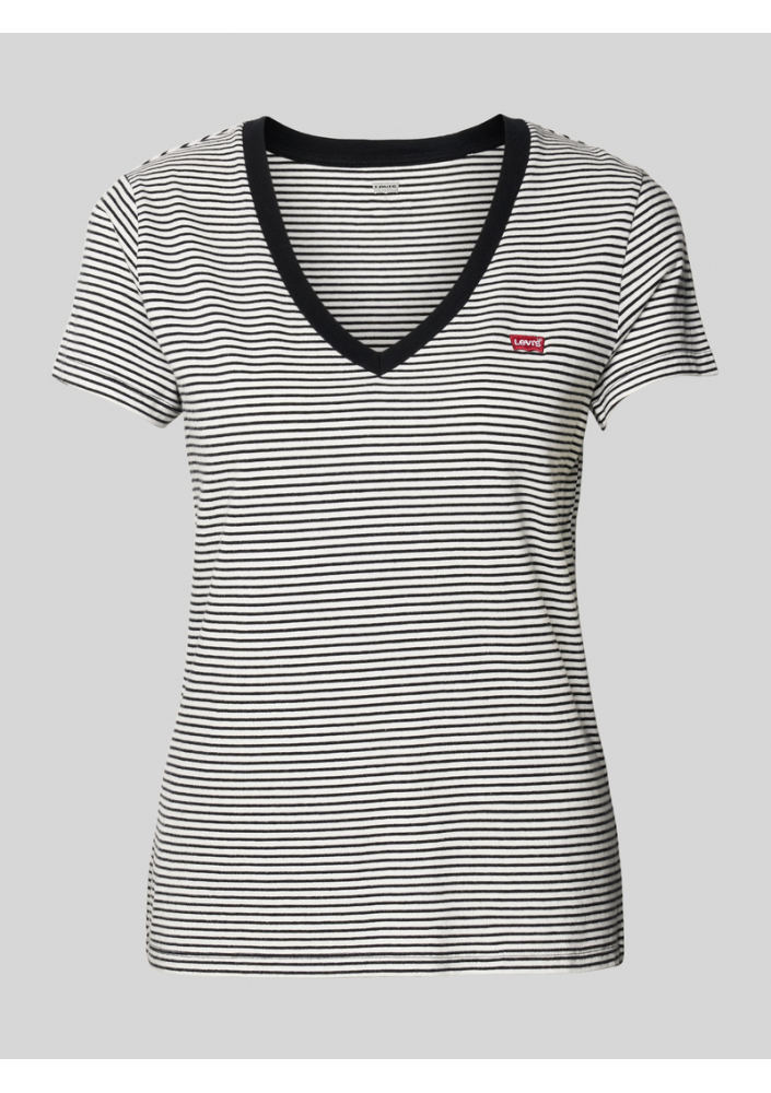 Levi's® T-shirt z dekoltem w serek - czarny