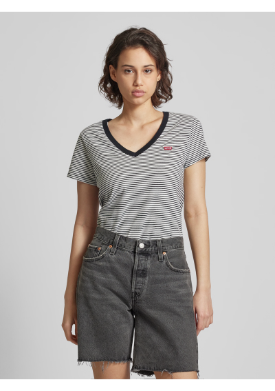 Levi's® T-shirt z dekoltem w serek - czarny