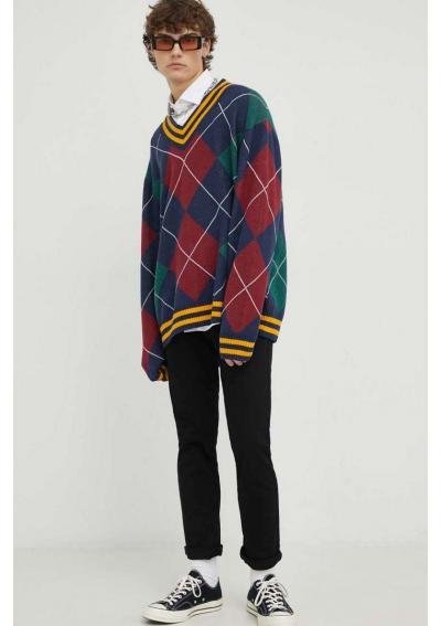 Levi's® Męski Sweter Oversize w Wzór Argyle z Dekoltem V-Neck A3104-0003