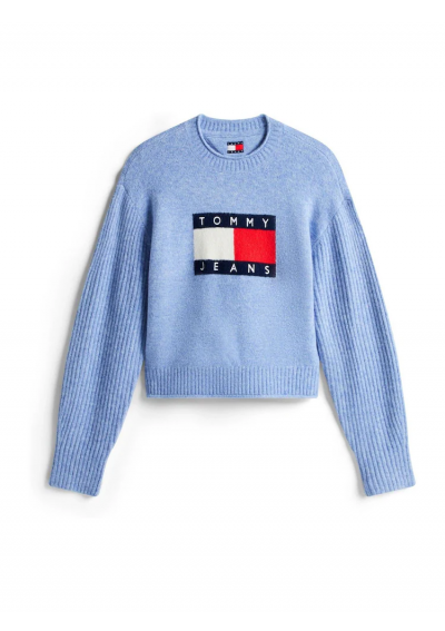 Tommy Jeans Flag Relaxed Mélange Jumper sweter niebieski