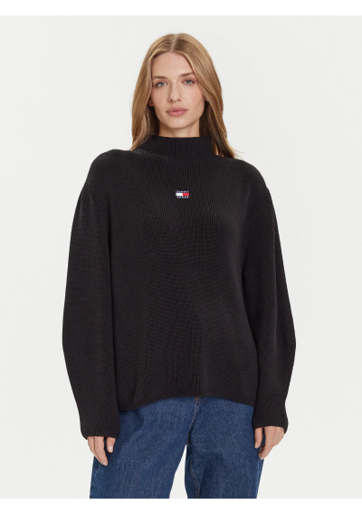 Tommy Jeans Sweter Badge DW0DW21676 Czarny Relaxed Fit