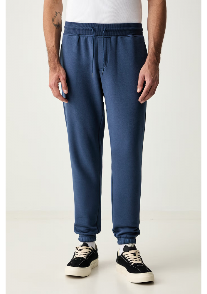Tommy Jeans Spodnie dresowe męskie z bawełną granatowe regular waist DM0DM20473