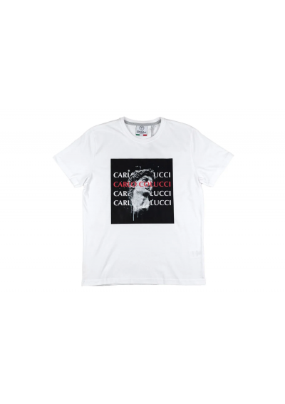 Carlo Colucci Męski T-shirt z artystycznym nadrukiem