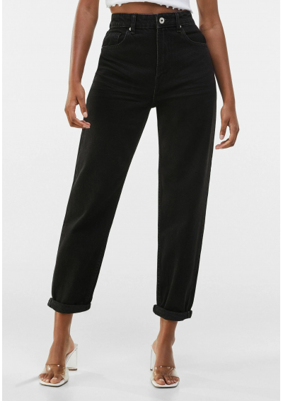 Bershka Jeansy Relaxed Fit czarne